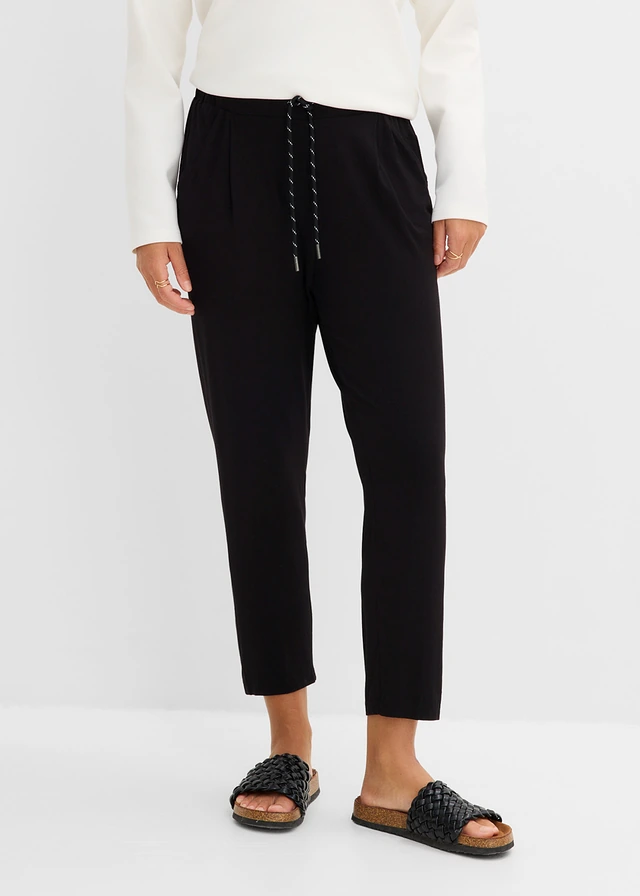 Pantalon de sport 7/8 en jersey viscose, Couleur: noir