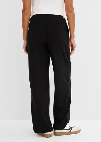 Wijde joggingbroek in een katoenmix, Kleur: zwart