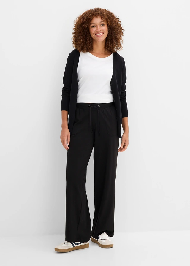Pantalon de jogging en coton extensible, Couleur: noir