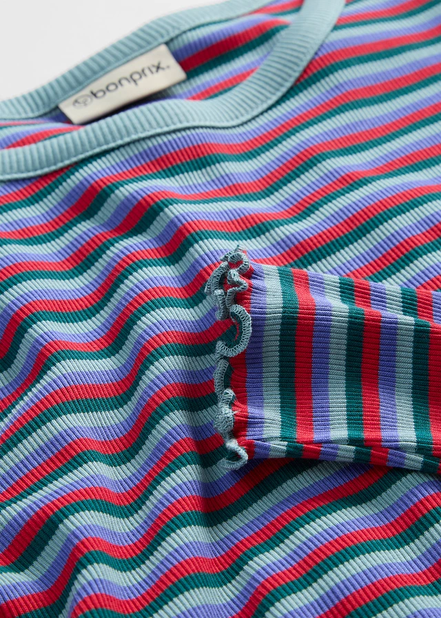 T-shirt côtelé en coton • pétrole/bleu minéral/bleu mauve/rouge tomate rayé • product-page.page-title-suffix