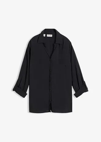 Blouse van soepele viscose, Kleur: zwart