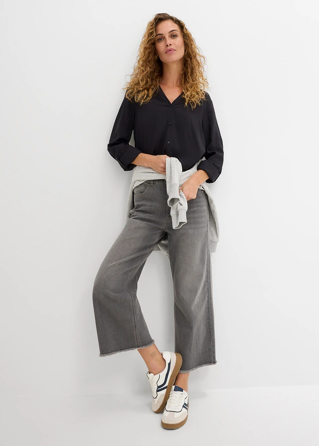 Blouse van soepele viscose, Kleur: zwart