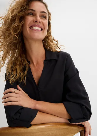 Chemisier fluide en viscose • noir • Boutique bonprix