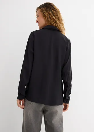 Blouse van soepele viscose, Kleur: zwart
