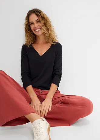 Shirt in een mix van viscose en elastan • zwart • bonprix online shop