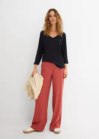 Shirt in een mix van viscose en elastan, Kleur: zwart