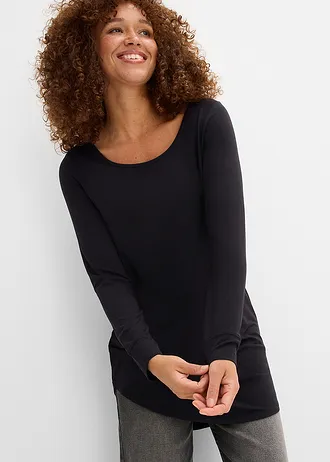 Longshirt met lange mouwen • zwart • bonprix online shop