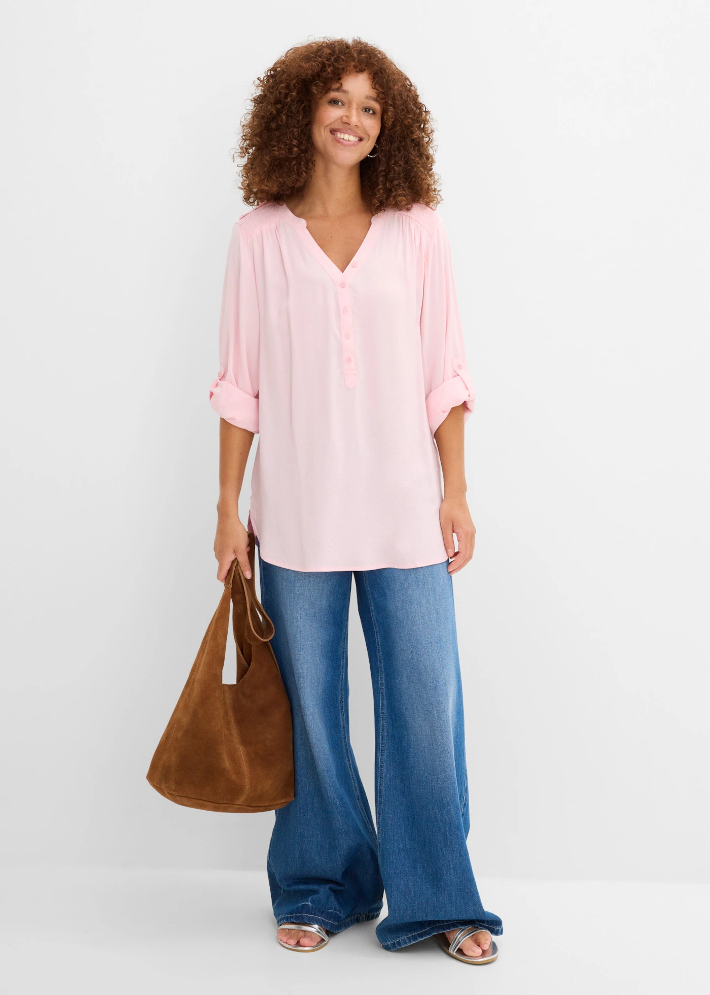 Tuniek van zachte viscose • roze poudre • bonprix online shop