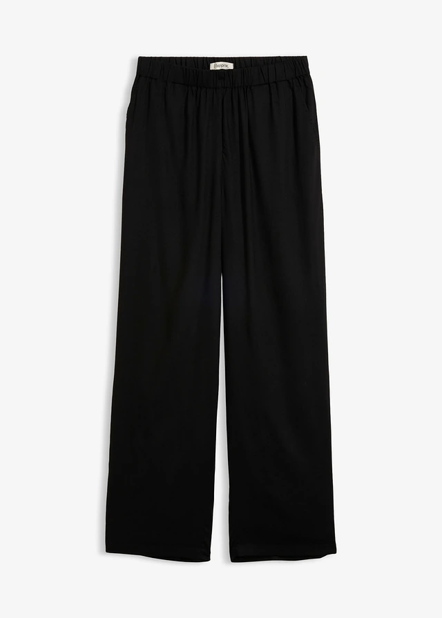 Pantalon léger en viscose à taille élastiquée • noir • Boutique bonprix