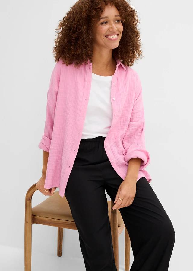 Pantaloni fără încheiere din viscoză subțire cu talie elastică • negru • magazin bonprix