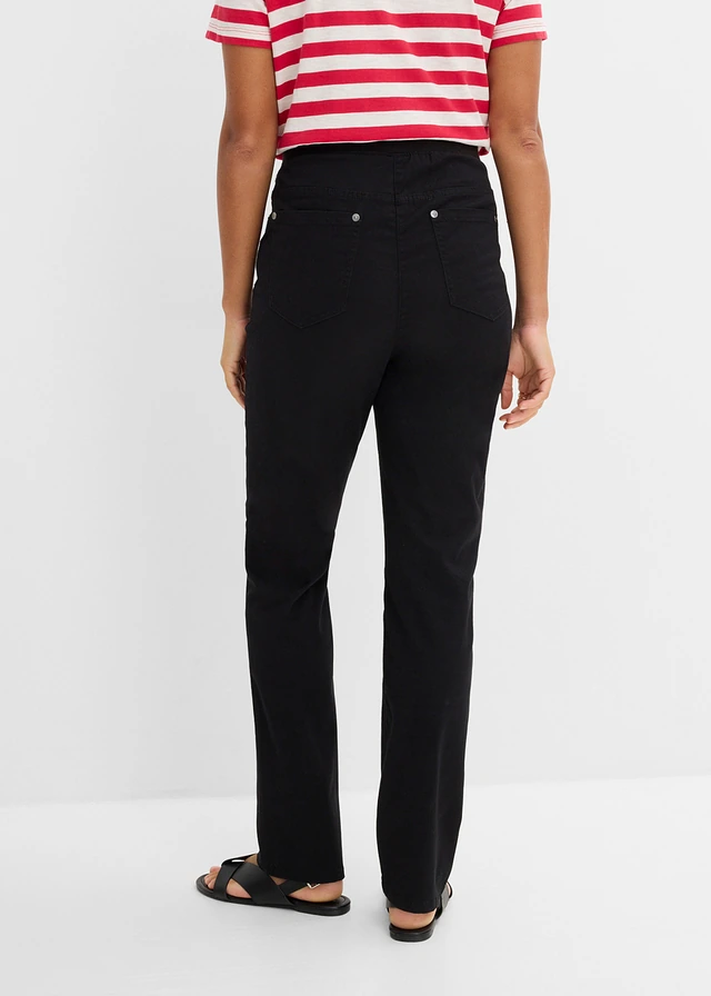 Pantalon à enfiler avec taille confortable, Straight, Couleur: noir