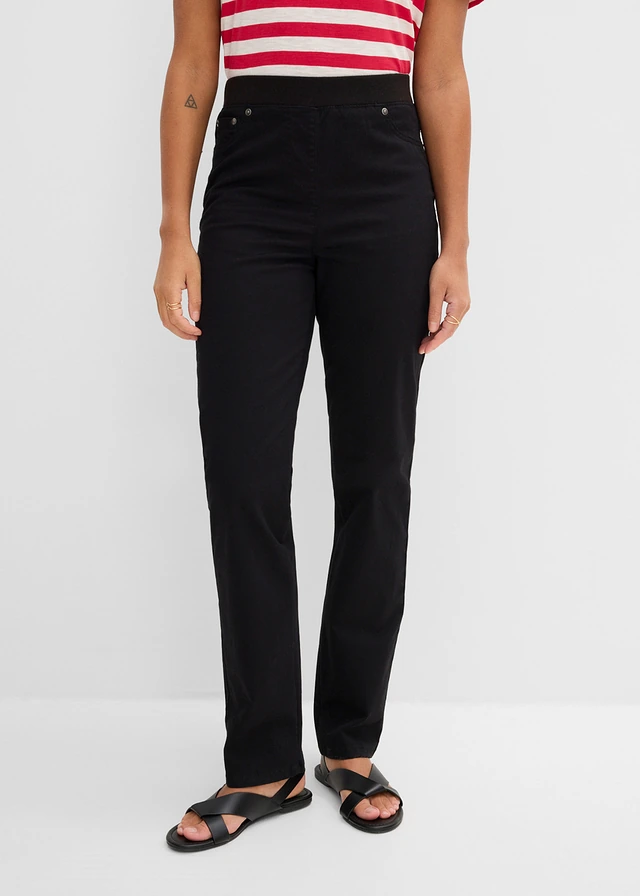 Pantalon à enfiler avec taille confortable, Straight, Couleur: noir