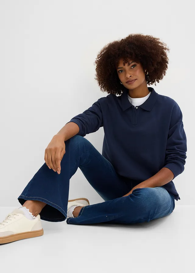 Džíny Bootcut, Mid Waist, tvarující tmavě modrý denim