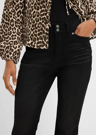 Modelujące dżinsy o kroju bootcut, mid waist • czarny denim • sklep bonprix