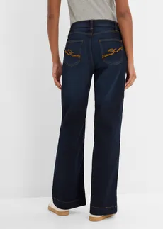 Džíny, Wide Leg, Mid Waist, pohodlný pas • tmavě modrý denim used • bonprix obchod