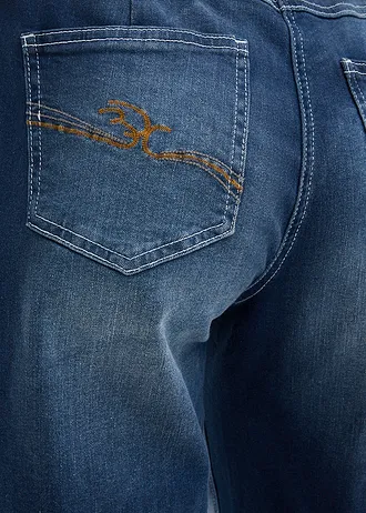 Wide Leg farmer Mid Waist, kényelmes derékpánttal • kék denim, használt hatású • bonprix áruház