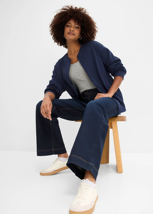 Jean large taille mi-haute élastiquée • bleu foncé denim used • product-page.page-title-suffix