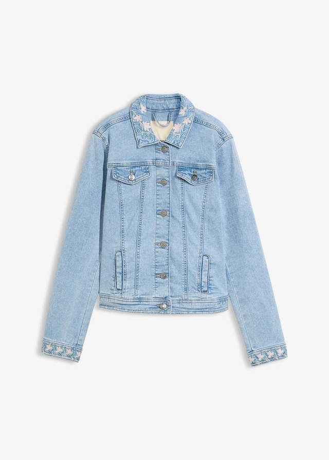 Veste en jean avec broderie, Couleur: bleu bleached