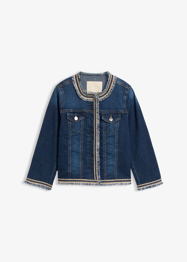 Spijkerjas met franjes, Kleur: dark denim