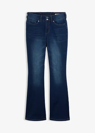 Modelujące dżinsy o kroju bootcut, mid waist • granatowy denim • sklep bonprix