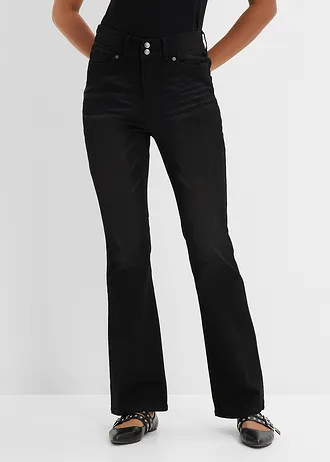 Džíny Bootcut, Mid Waist, tvarující • černý denim • bonprix obchod