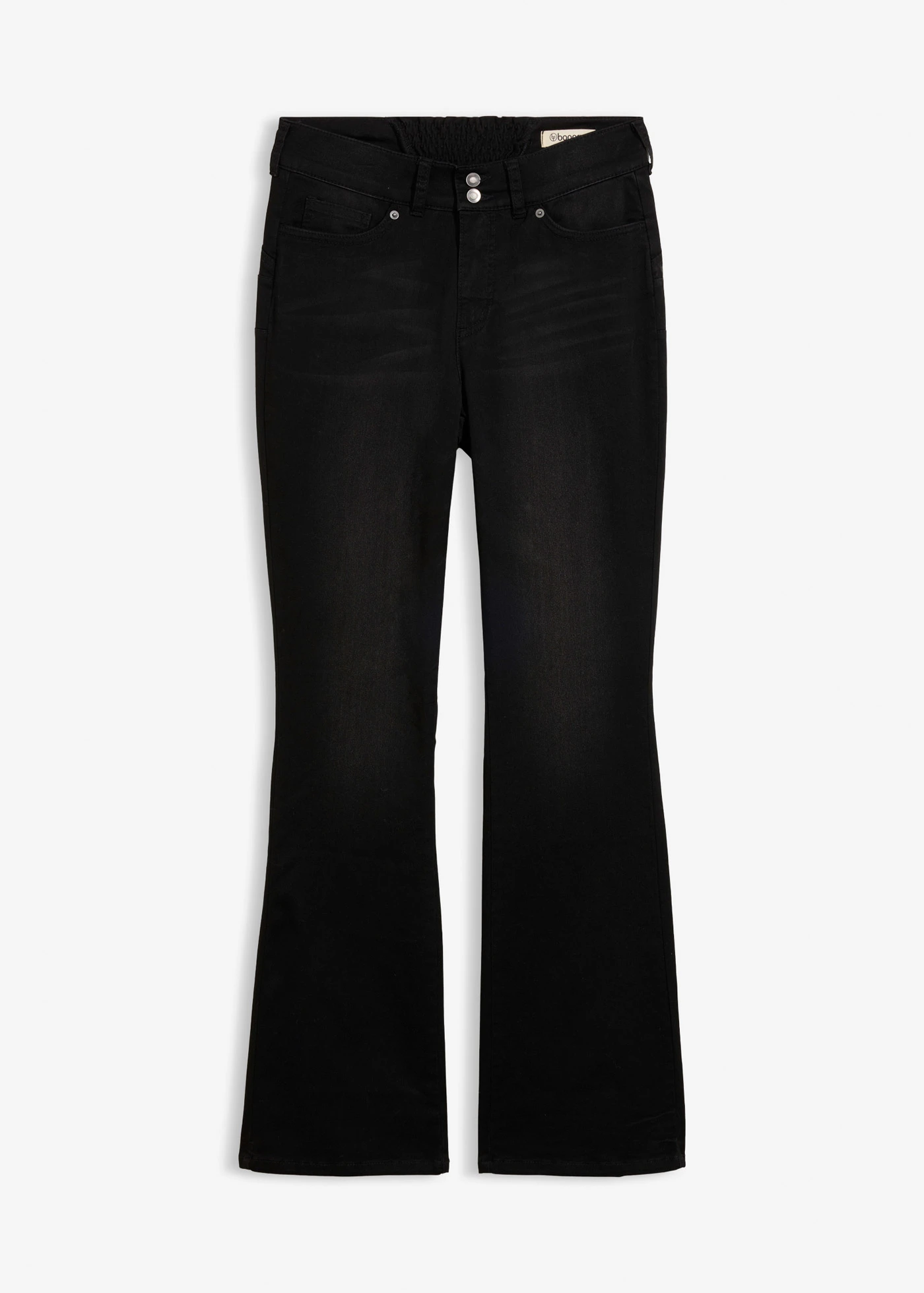 Modelujące dżinsy o kroju bootcut, mid waist • czarny denim • sklep bonprix