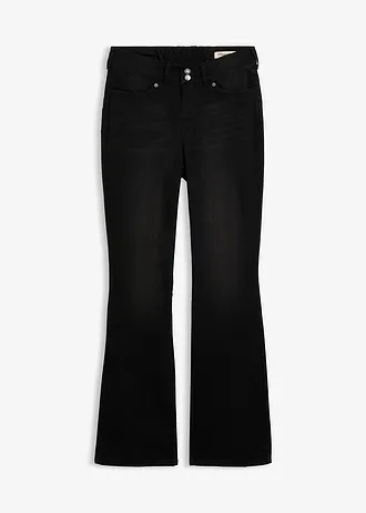 Modelujące dżinsy o kroju bootcut, mid waist, kolor: czarny denim