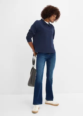 Modelujące dżinsy o kroju bootcut, mid waist • granatowy denim • sklep bonprix