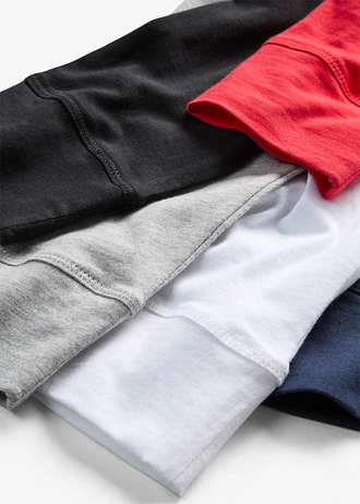 Longshirt met ronde hals, lange mouw (set van 5) • zwart+aardbeirood+lichtgrijs gemêleerd+wit+donkerblauw • bonprix online shop