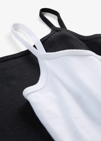 Lot de 2 tops à bretelles spaghetti • blanc/noir • Boutique bonprix