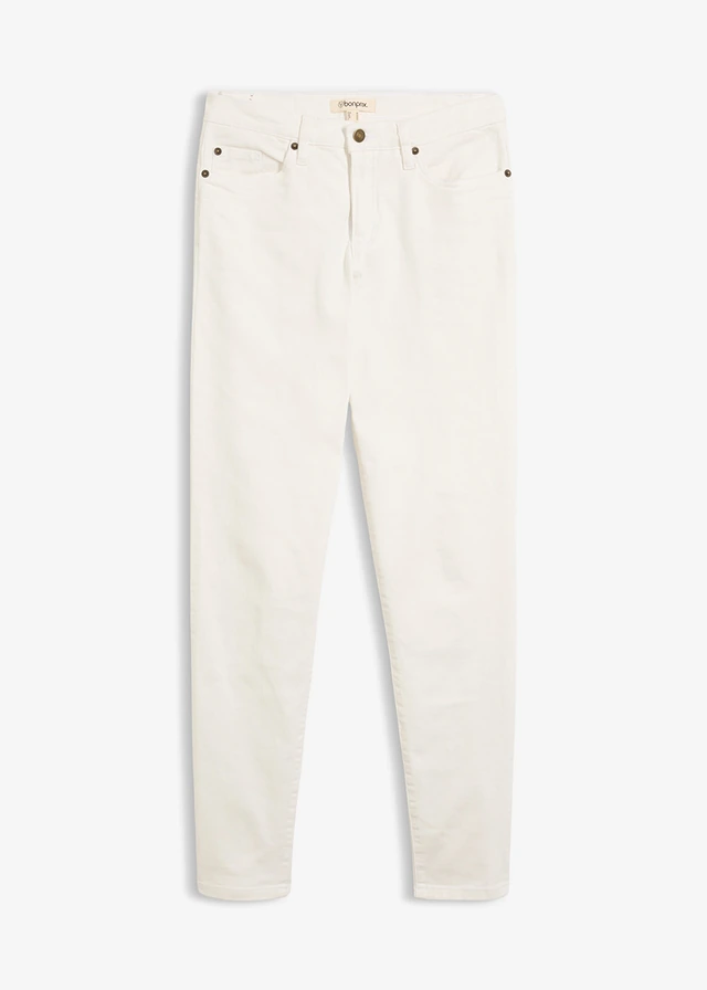 Mom jeans mid waist, long, Kleur: wit