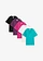 Lot de 5 T-shirts longs et amples à col V, Couleur: émeraude+raisin+fuchsia moyen+blanc+noir
