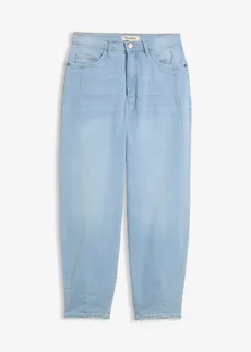 Džíny Barrel z organické bavlny, High Waist, barva: světle modrý denim