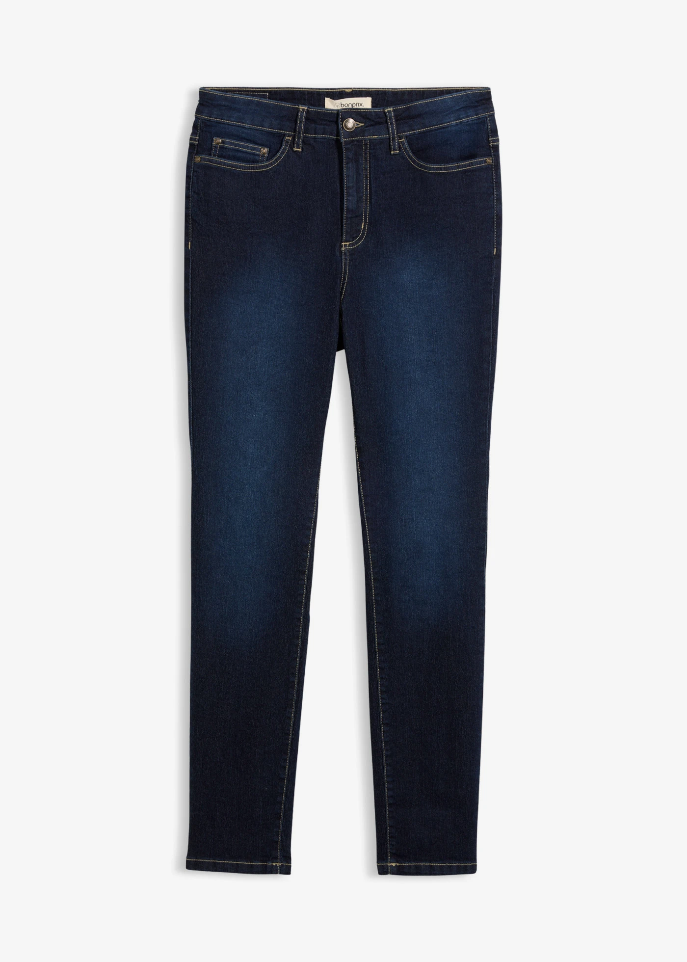 Jean skinny taille mi-haute, extensible • bleu foncé denim used • Boutique bonprix