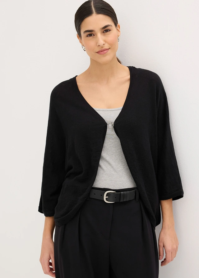 Gilet en fine maille 100% coton, Couleur: noir