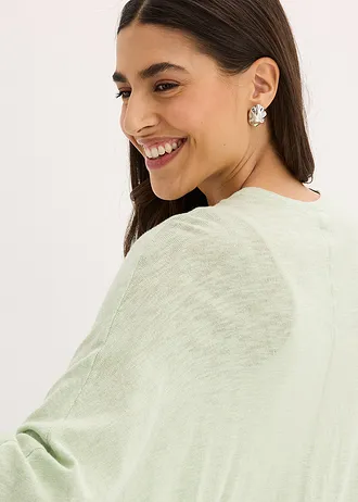 Fijn gebreid vest van puur katoen • licht rietgroen • bonprix online shop