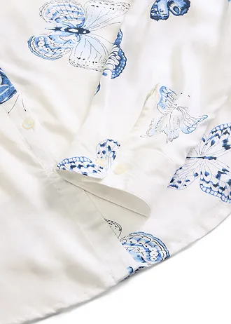 Gedessineerde blouse van viscose • wit-blauw gedessineerd • bonprix online shop