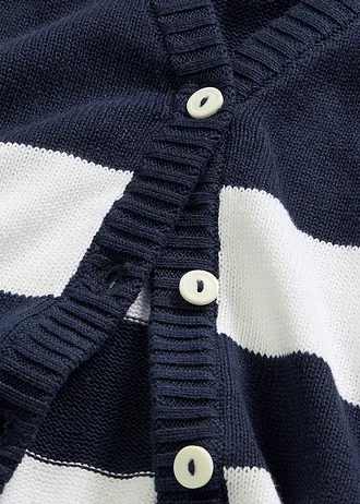 Gebreid vest van katoen • donkerblauw/wit gestreept • bonprix online shop