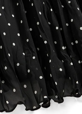 Jupe en mousseline effet froissé • noir pois blanc • Boutique bonprix