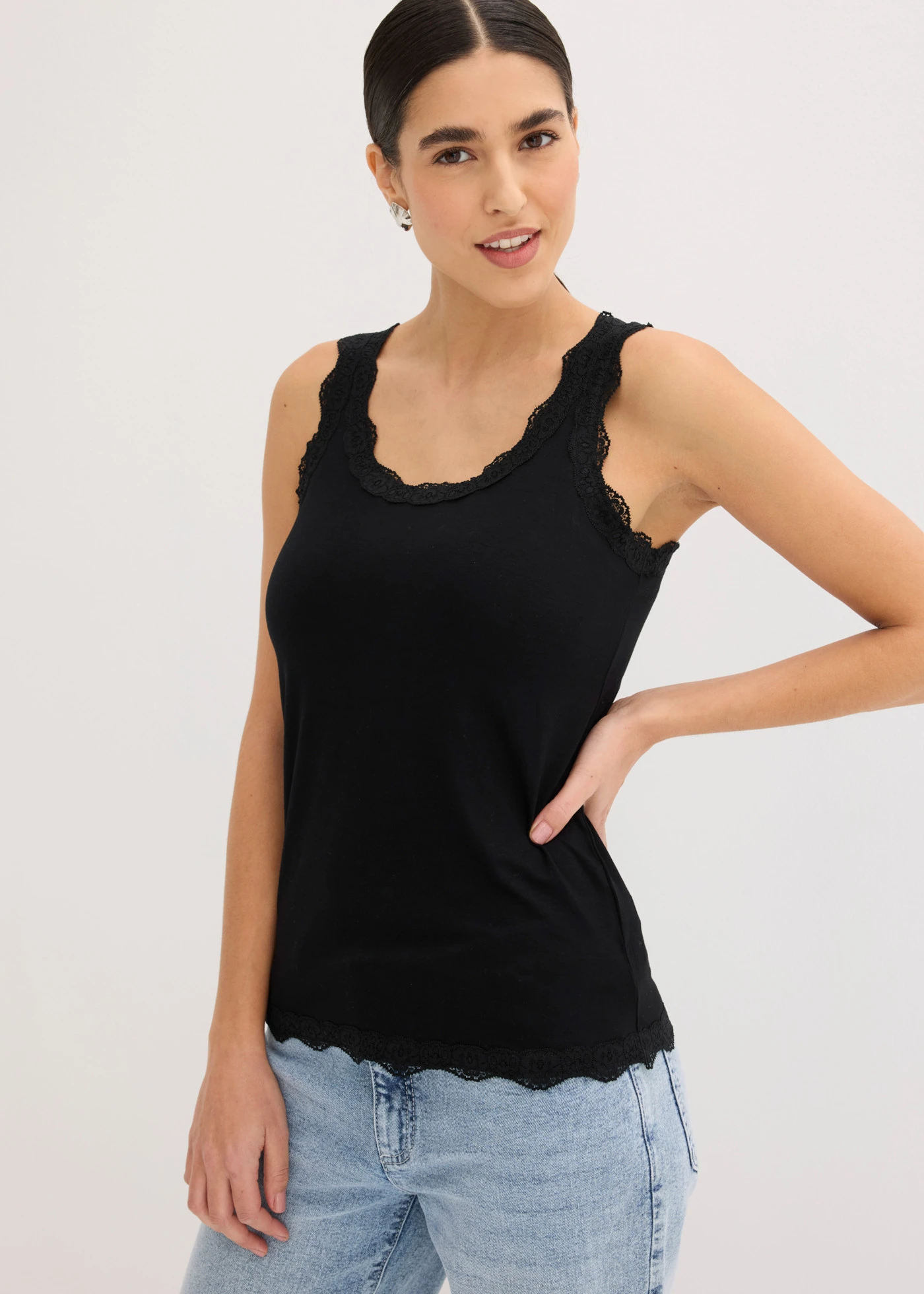 Top van zachte viscose-mix ( set van 2) • zwart+wolwit • bonprix online shop
