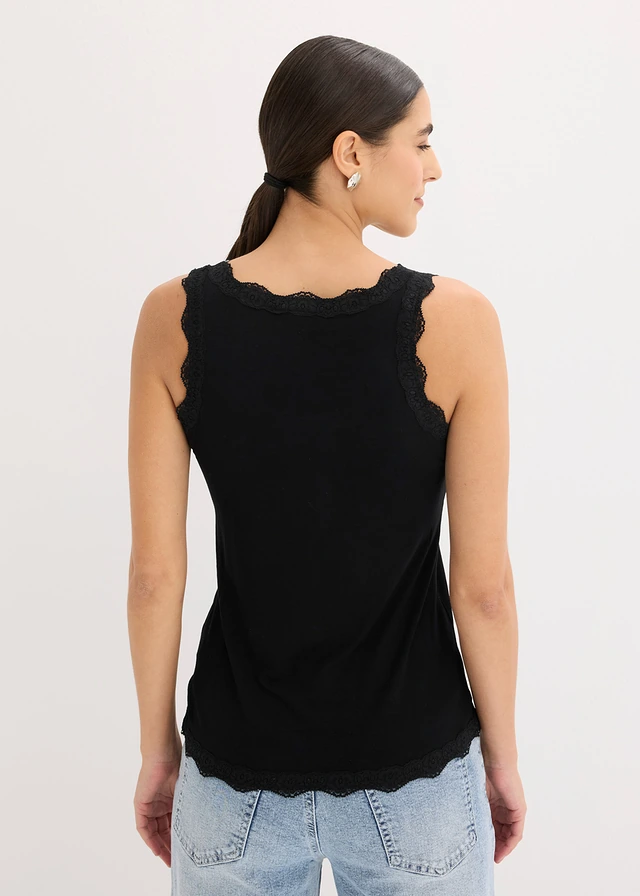 Top van zachte viscose-mix ( set van 2), Kleur: zwart+wolwit