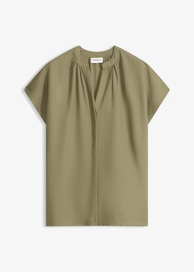 Blouse met korte mouwen en blinde knoopsluiting