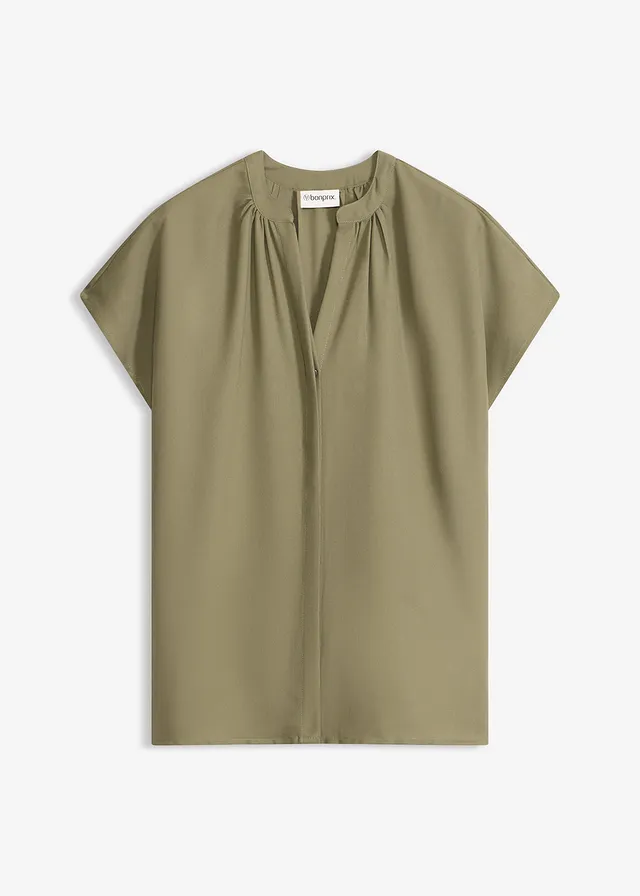Chemisier manches courtes à boutonnage invisible • olive • Boutique bonprix