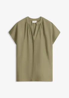Halenka se skrytou knoflíkovou légou, krátký rukáv • olivová • bonprix obchod
