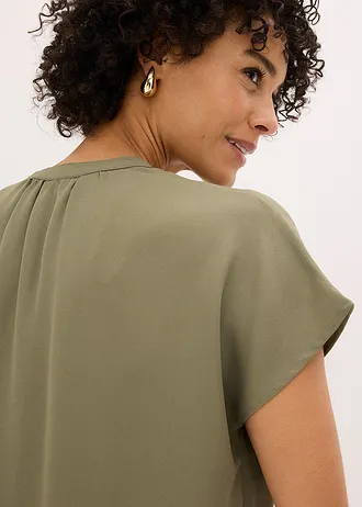 Chemisier manches courtes à boutonnage invisible • olive • Boutique bonprix