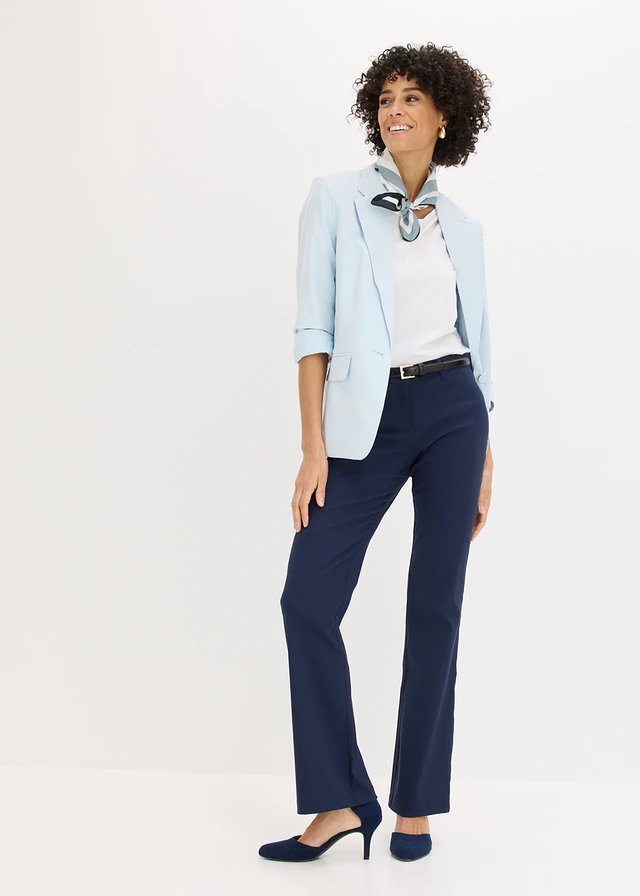 Pantalon extensible, bootcut, Couleur: bleu foncé