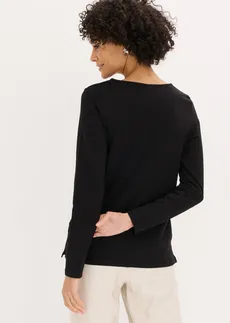 T-shirt manches longues détails œillets • noir • Boutique bonprix