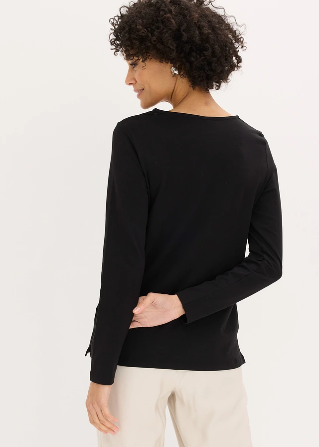 T-shirt manches longues détails œillets • noir • product-page.page-title-suffix