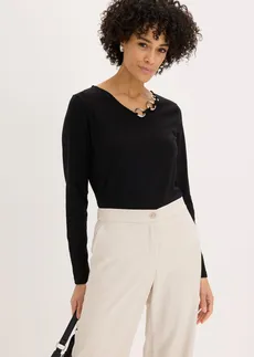 T-shirt manches longues détails œillets • noir • Boutique bonprix