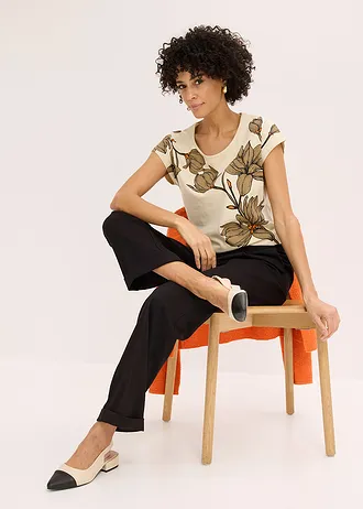 T-shirt • écru floral • Boutique bonprix